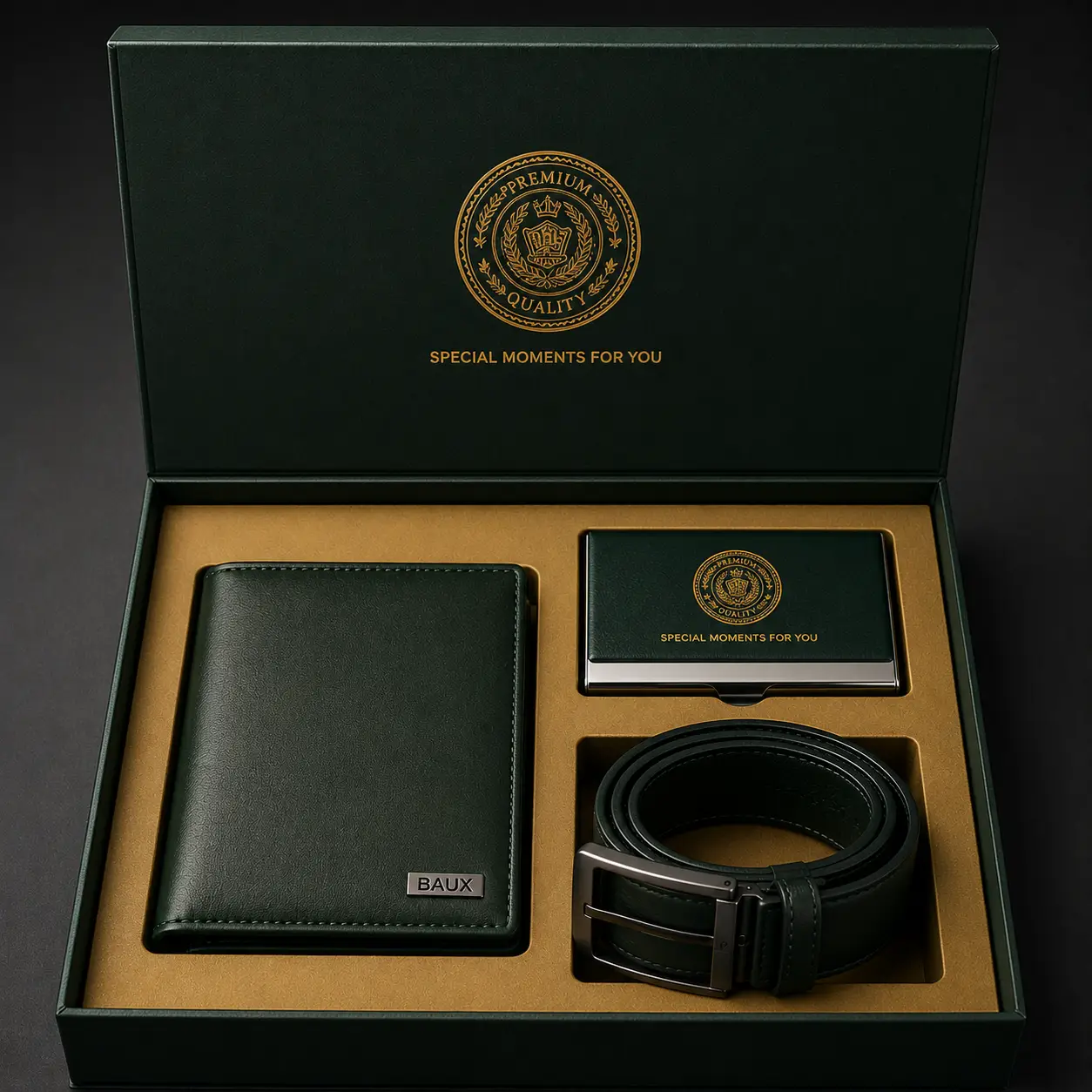 Corporate Gift Set with Leather Wallet, Visiting Card Holder & Men's Belt - Image 2