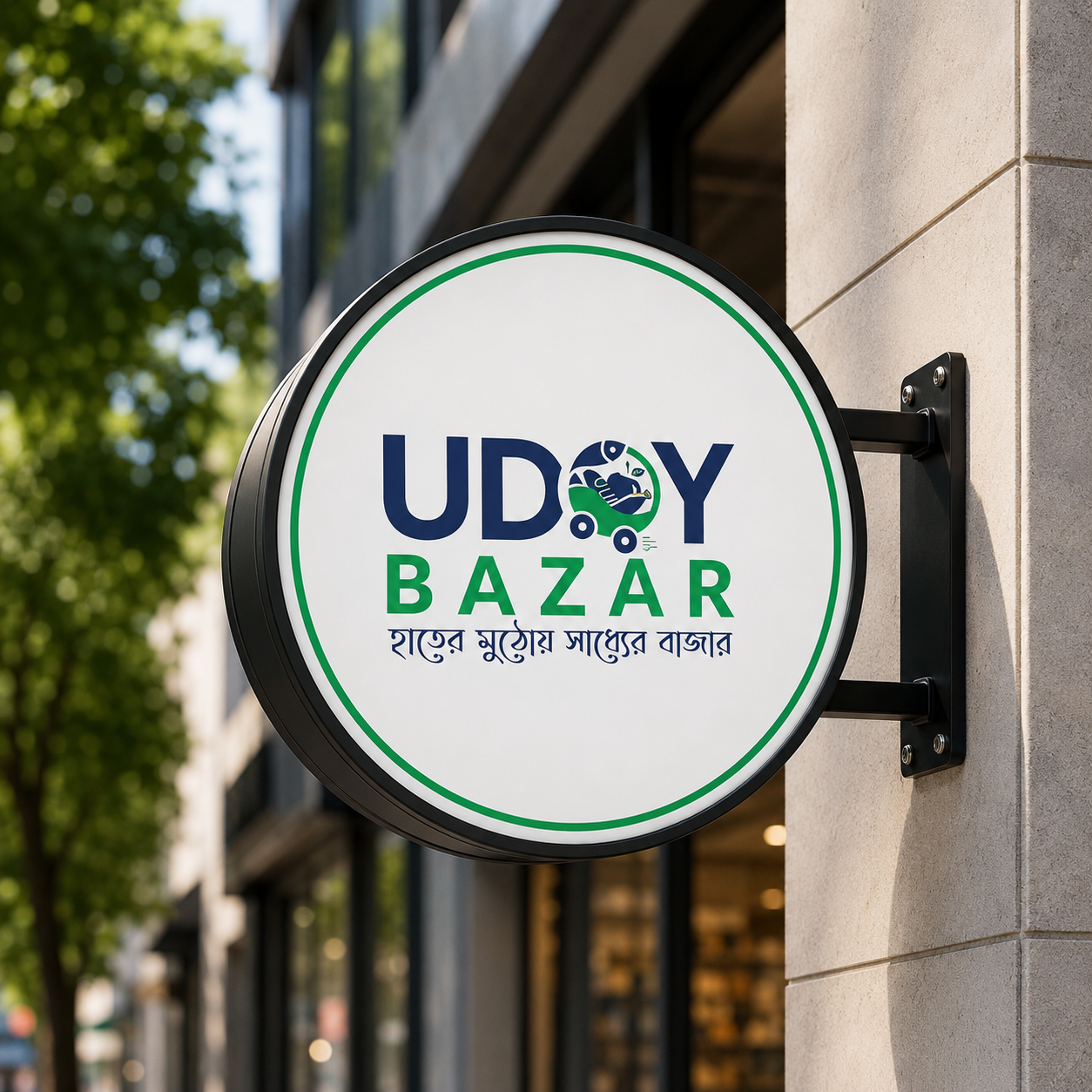 Round Bell Sign Design | Modern Outdoor Signboard for Shops & Businesses - Image 2